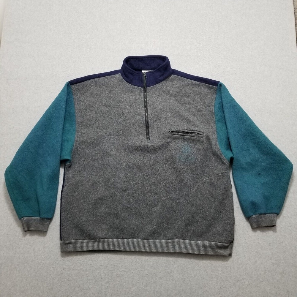 Nuovo Fleece Sweater Womens XL Gray Blue Long Sleeve Pullover‎ Zip